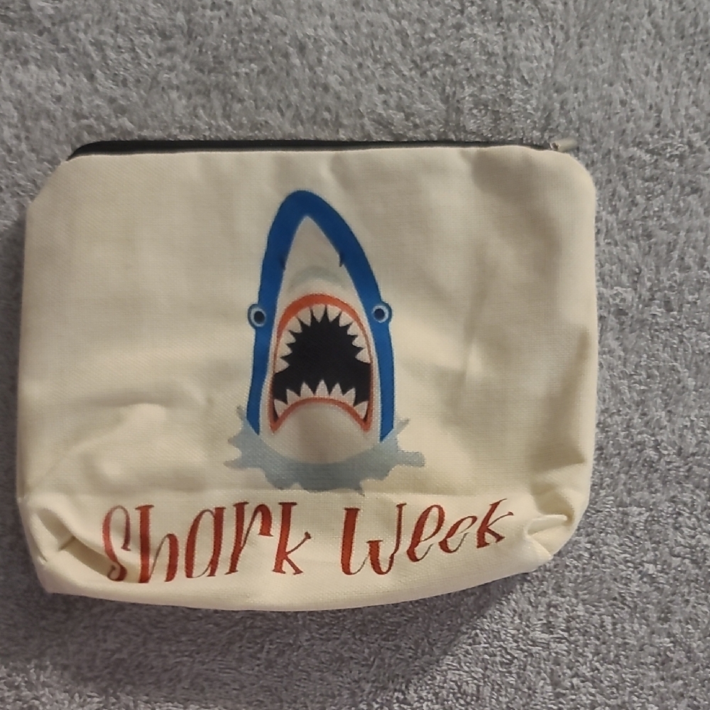 Shark Week Cream Cosmetic Bag